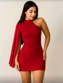 Vestido Mini One Shoulder – Red Elegance
