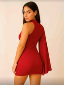 Vestido Mini One Shoulder – Red Elegance
