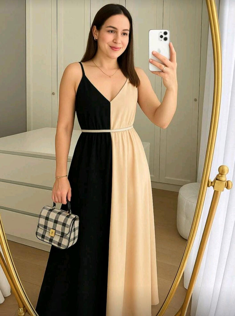 Vestido Longo Bicolor