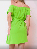 Vestido Feminino Ombro a Ombro com Faixa